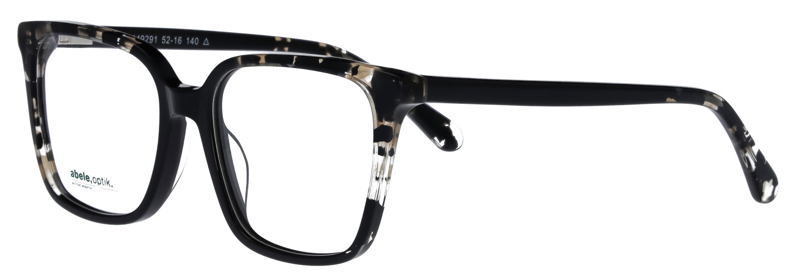 Das Bild zeigt die Brille 149291 von der Marke Abele Optik in schwarz/beige transparent.