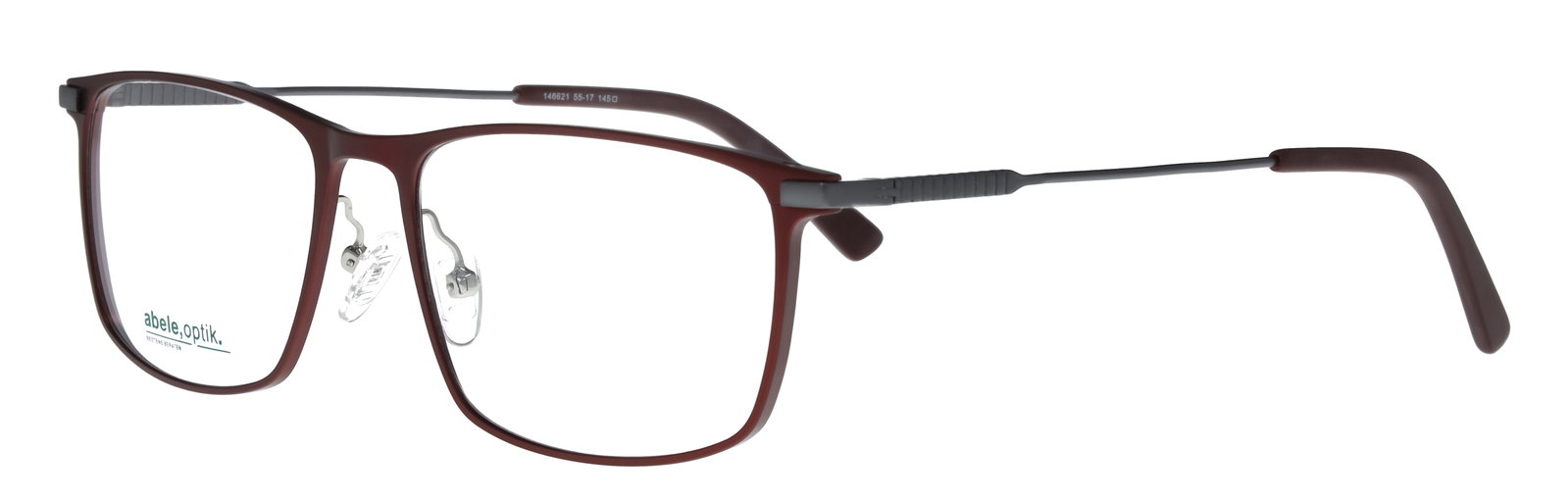 Das Bild zeigt die Korrektionsbrille 146621 von der Marke Abele Optik in dunkelrot matt.