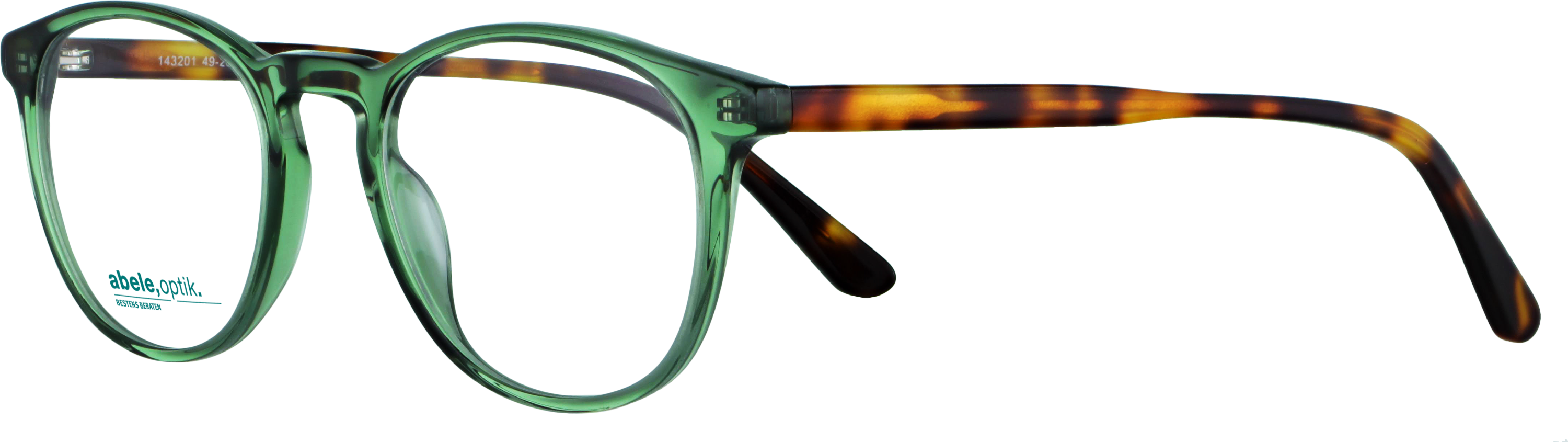 Das Bild zeigt die Korrektionsbrille 143201 von der Marke Abele Optik in grün.