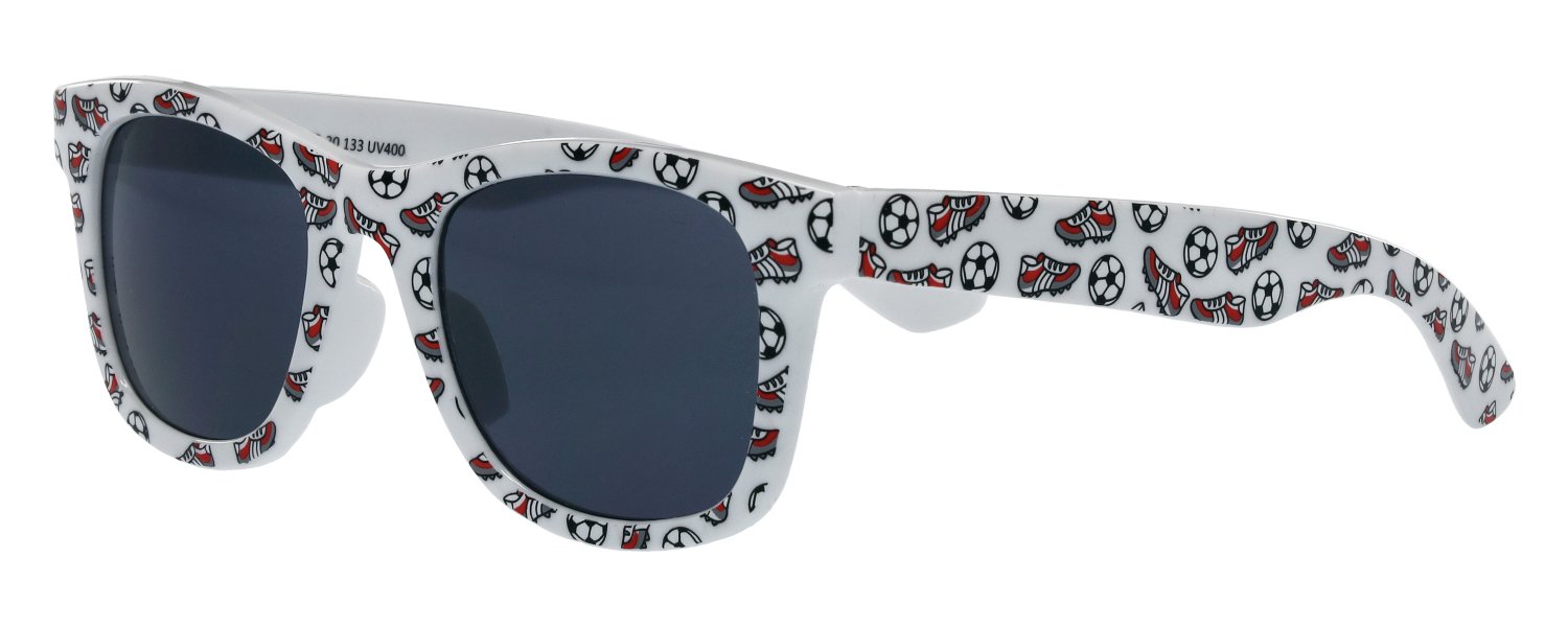 abele optik Kindersonnenbrille in weiß mit Fußballmuster 720812