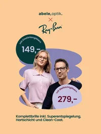 Zu sehen ist eine Frau und ein Mann mit dem Ray Ban Komplettbrillen Angebot von Abele Optik