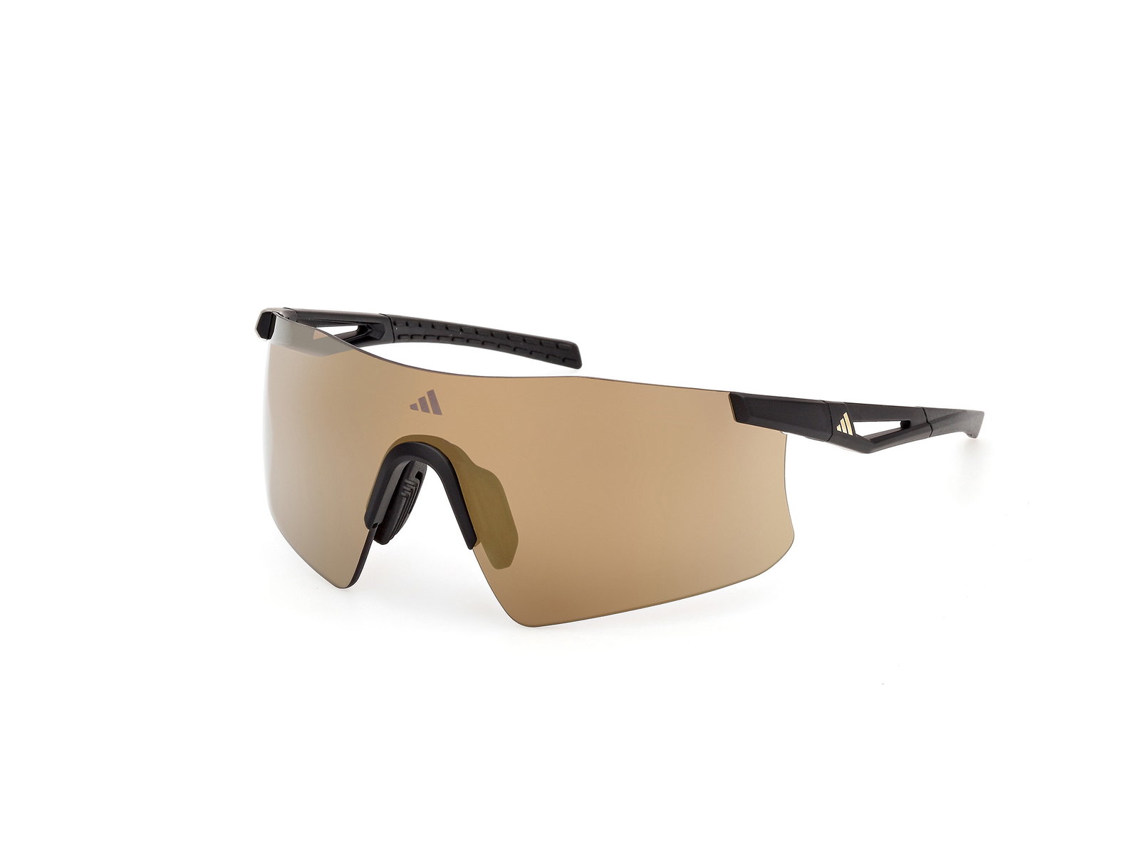 Das Bild zeigt die Adidas Sport Sonnenbrille Kaphiros SP0122 in matt schwarz leicht seitlich.