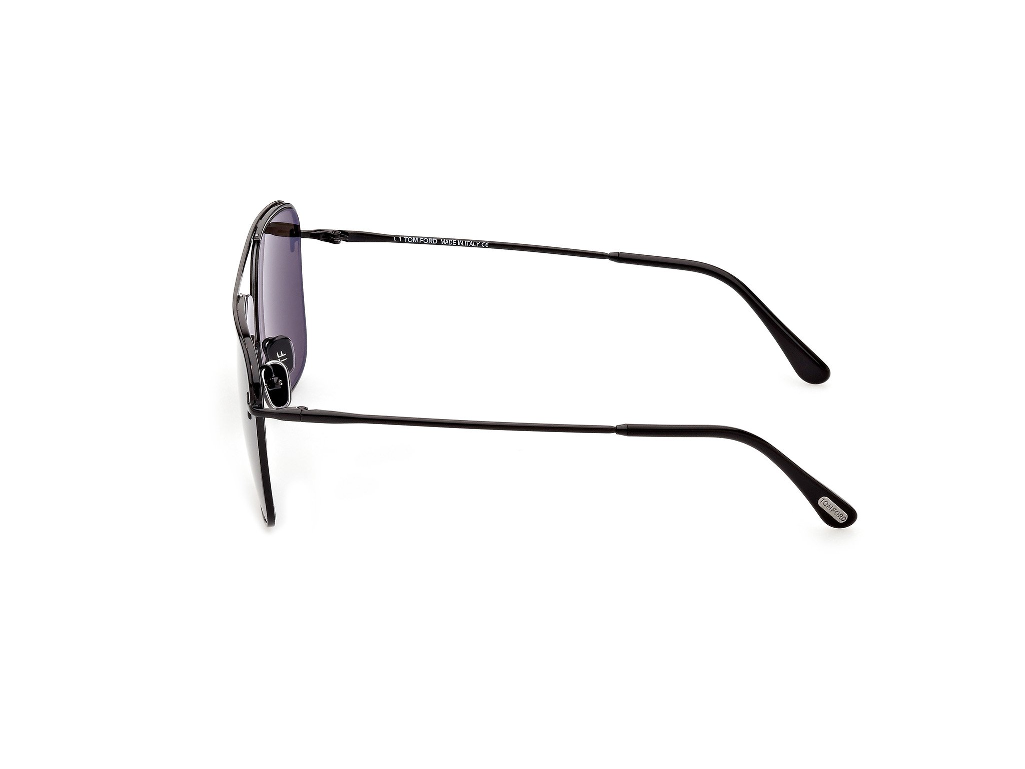 Das Bild zeigt die Sonnenbrille Nolan FT0925 von der Marke Tom Ford in schwarz seitlich