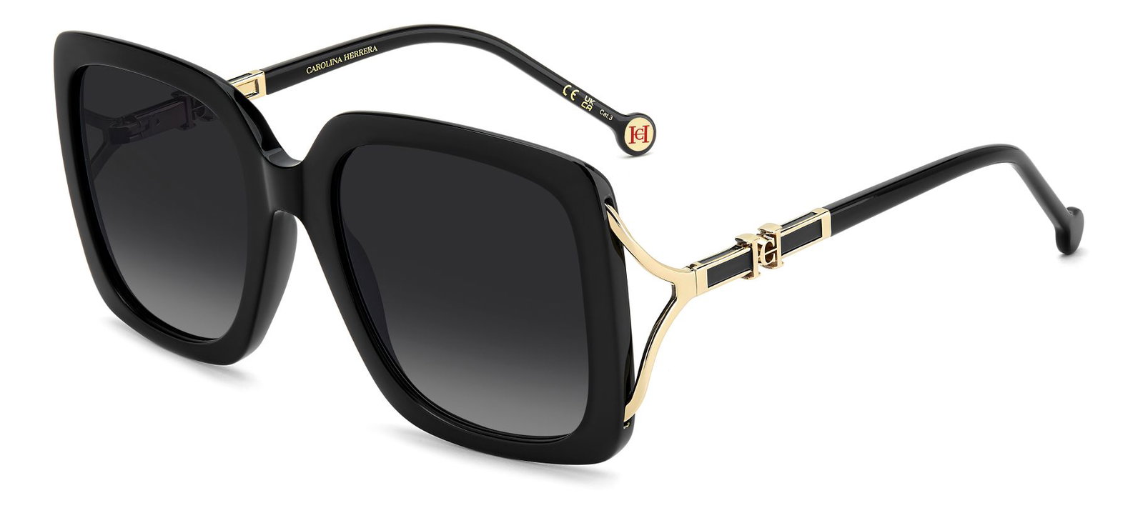 zu sehen ist die Sonnenbrille 2096 von Carolina Herrera in der Farbe Schwarz.