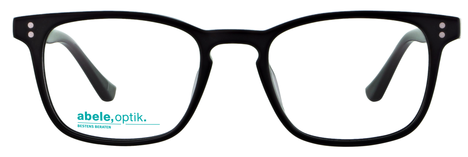 Das Bild zeigt die schmale rechteckige Brille 144551 für Herren von der Marke Abele Optik in schwarz von vorne
