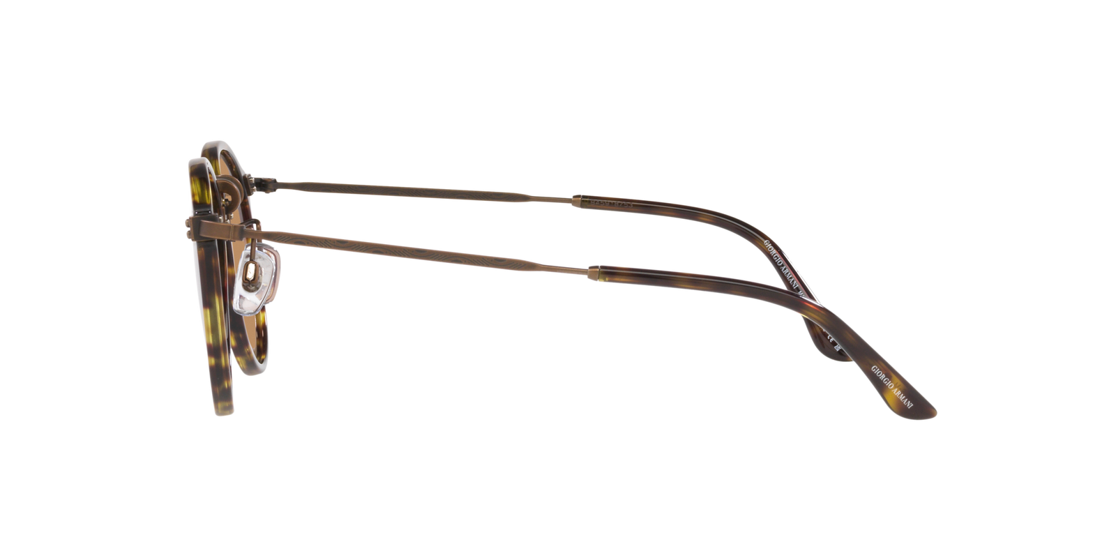 Das Bild zeigt die runde Sonnenbrille AR 318SM 502653 für Herren von der Marke Giorgio Armani in braun havanna seitlich