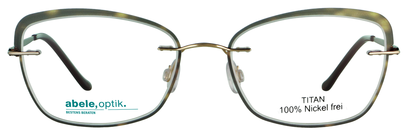 Das Bild zeigt die Korrektionsbrille 141951 von der Marke Abele Optik in braun / gold.