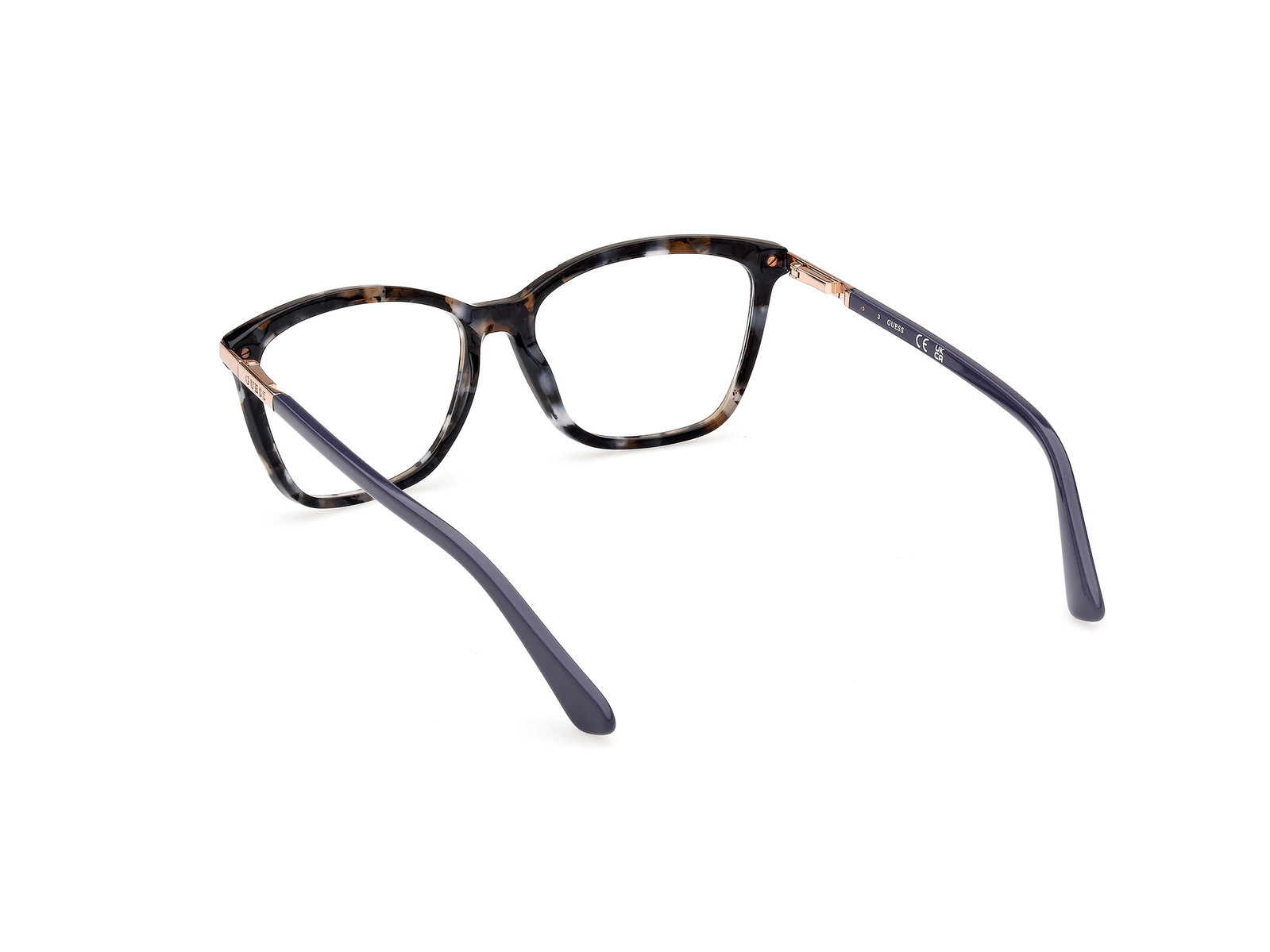 Das Bild zeigt die Korrektionsbrille GU2880 056 von der Marke Guess in blau/grau gemustert.