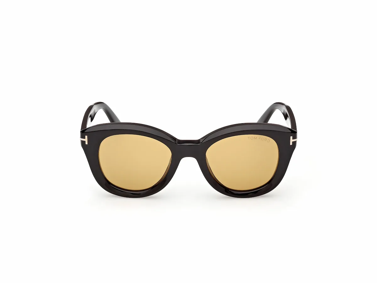 Zu sehen ist die Sonnenbrille FT1344 01E in glänzend schwarz von der Marke Tom Ford.