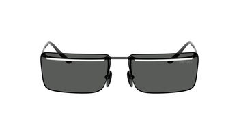 Das Bild zeigt die Prada Sonnenbrille für Herren PR C53S in Silber mit dunkelgrauen Gläsern von vorne.
