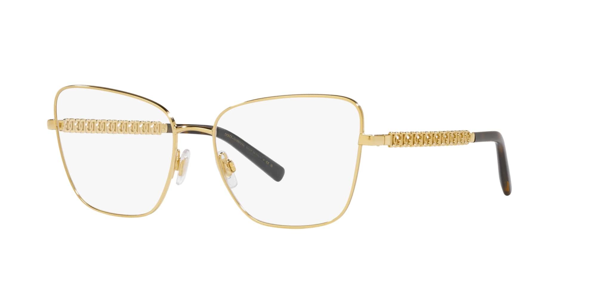 Das Bild zeigt die Korrektionsbrille DG1346 02 von der Marke D&G in gold.