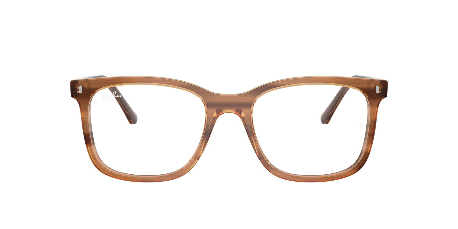 Das Bild zeigt die Korrektionsbrille RX5446 von Ray Ban in Hellbraun von vorne.