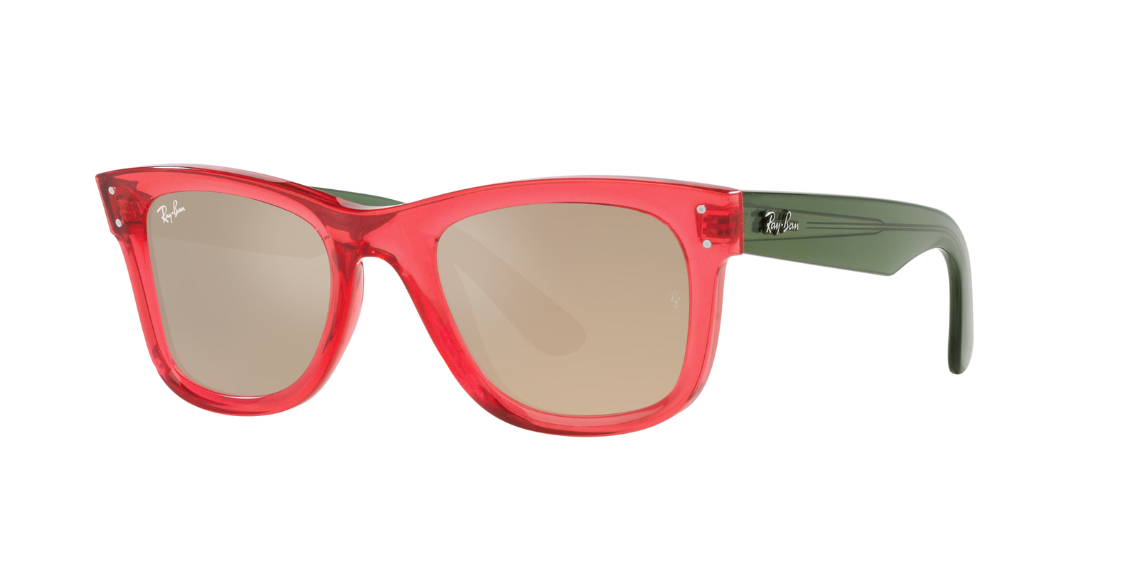 Das Bild zeigt die Sonnenbrille  0RBR0502S 67132O von der Marke Ray Ban in rot transparent.