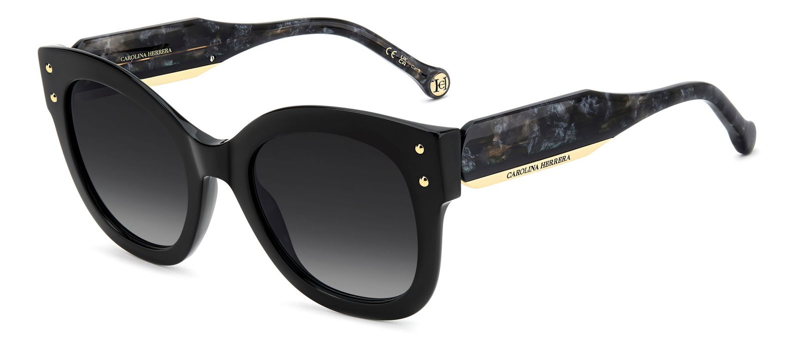 zu sehen ist die Sonnenbrille 2097 von Carolina Herrera in der Farbe Schwarz.
