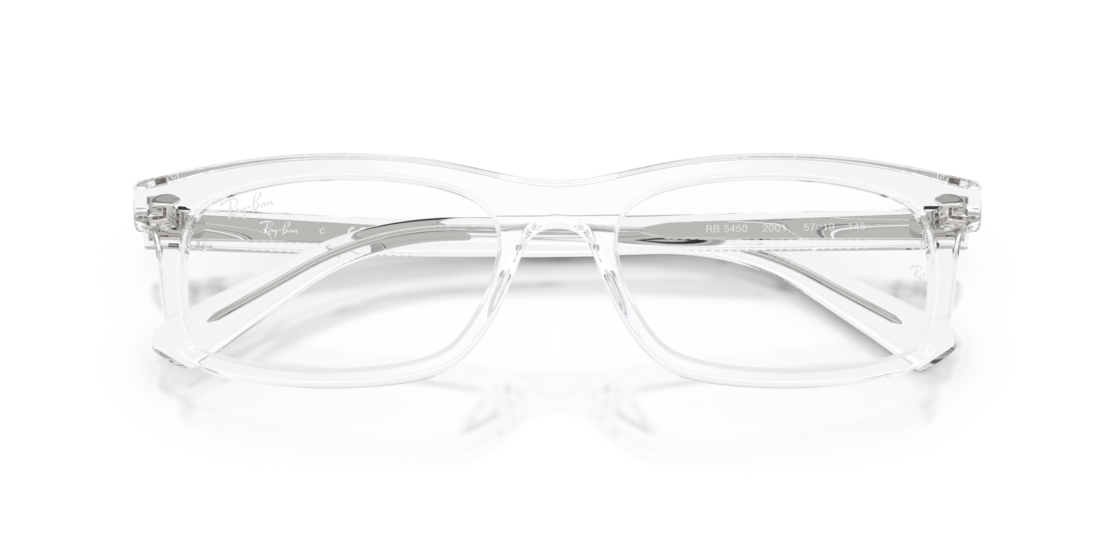 Auf diesem Bild sehen Sie die Korrektionsbrille 0RX5450 von Ray Ban in der Farbe Transparent.