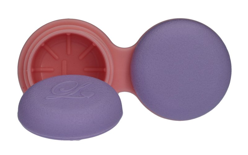 Kontaktlinsenbehälter flach in lila / rosa