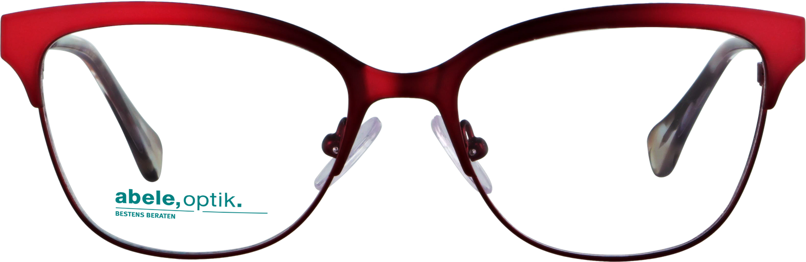 Das Bild zeigt die Korrektionsbrille 142231 von der Marke Abele Optik in rot matt.
