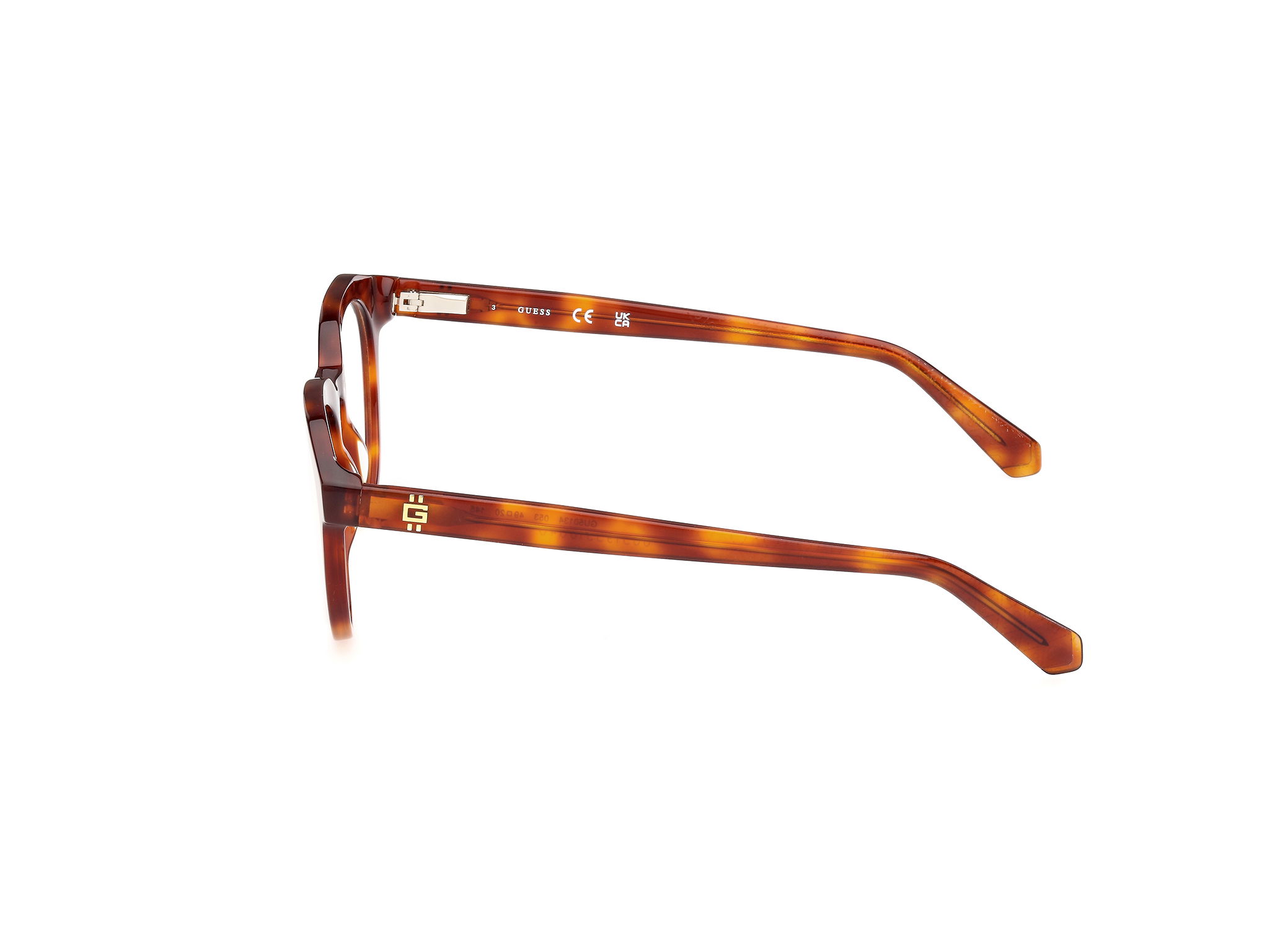 Das Bild zeigt die Korrektionsbrille GU50134 053 von der Marke Guess in Havanna