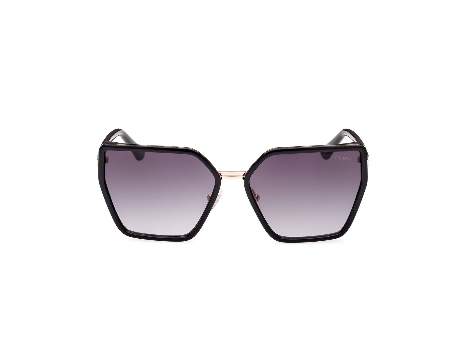 Das Bild zeigt die Sonnenbrille GU7871 01B von Guess in glänzend schwarz von vorne