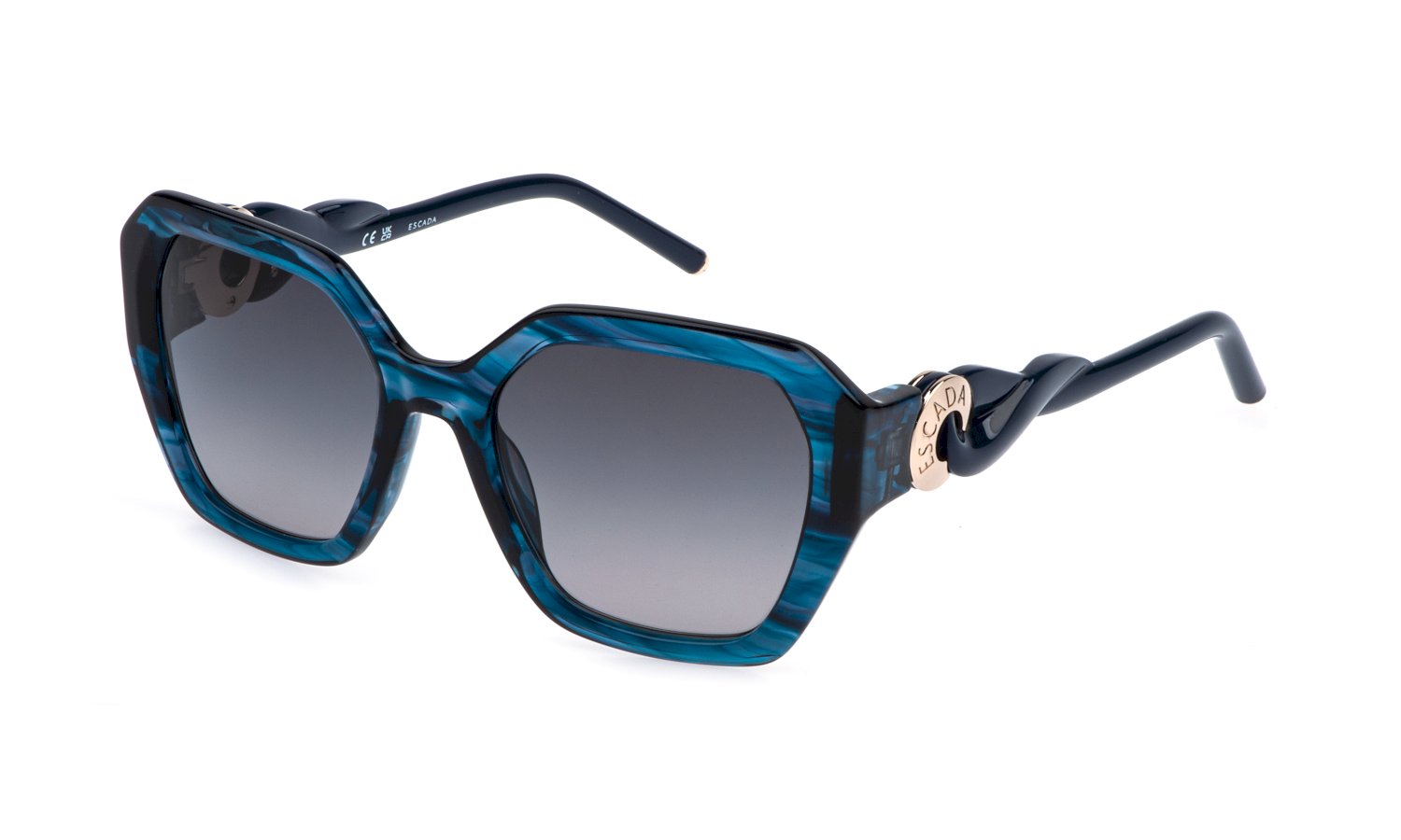 zu sehen ist die Sonnenbrille SESG37 von Escada in der Farbe Blau.
