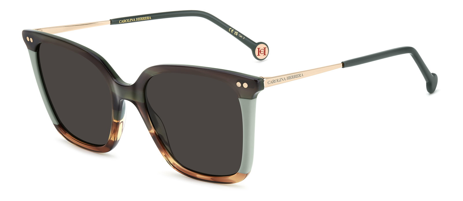 Das Bild zeigt die Sonnenbrille HER 0292/S von der Marke Carolina Herrera in Grün/Braun.