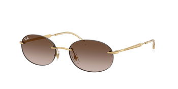 Das Bild zeigt die Ray Ban Sonnenbrille RB3767 in Gold mit braunen Verlaufsgläsern seitlich.
