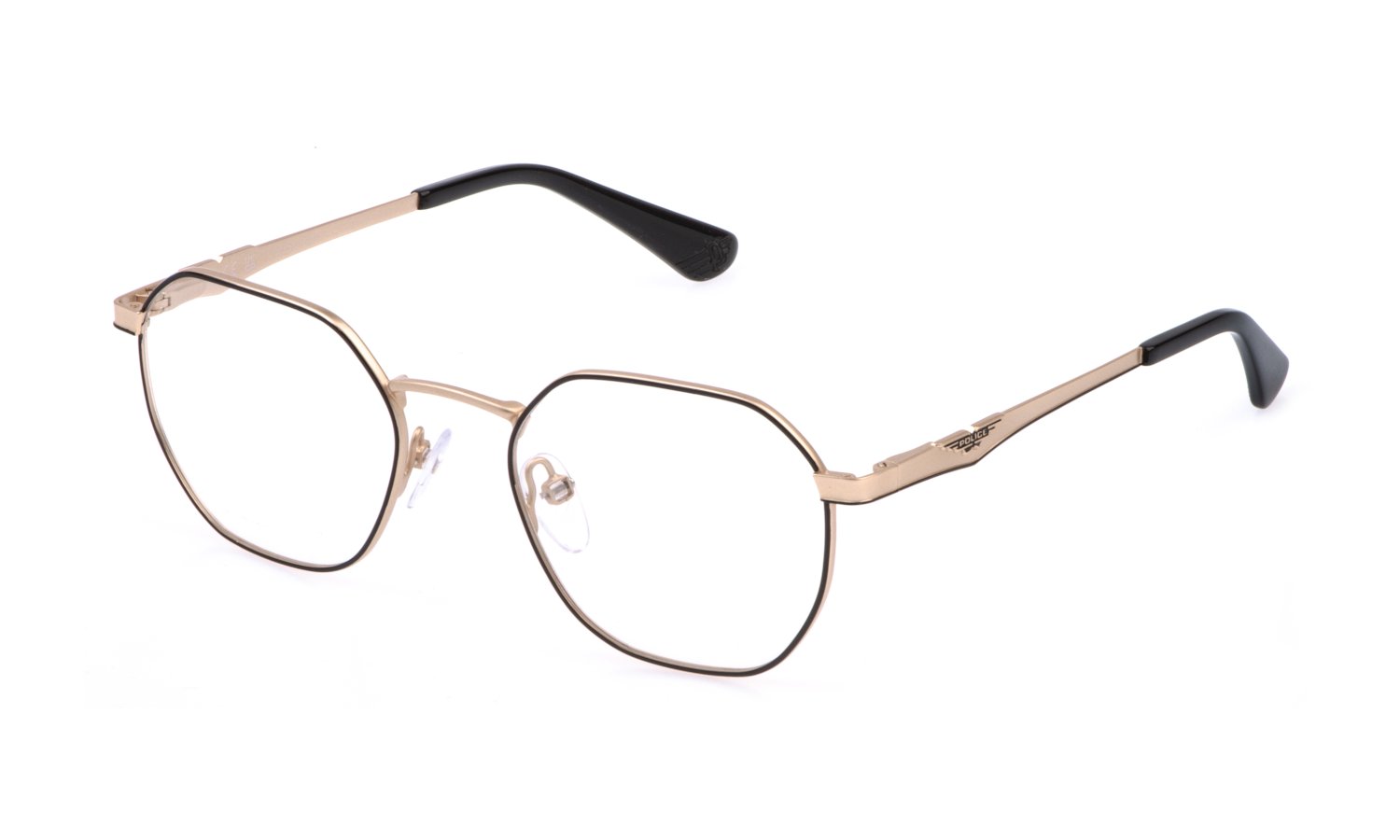 Das Bild zeigt die Korrektionsbrille 582 von Polo in der Farbe Schwarz/Gold.