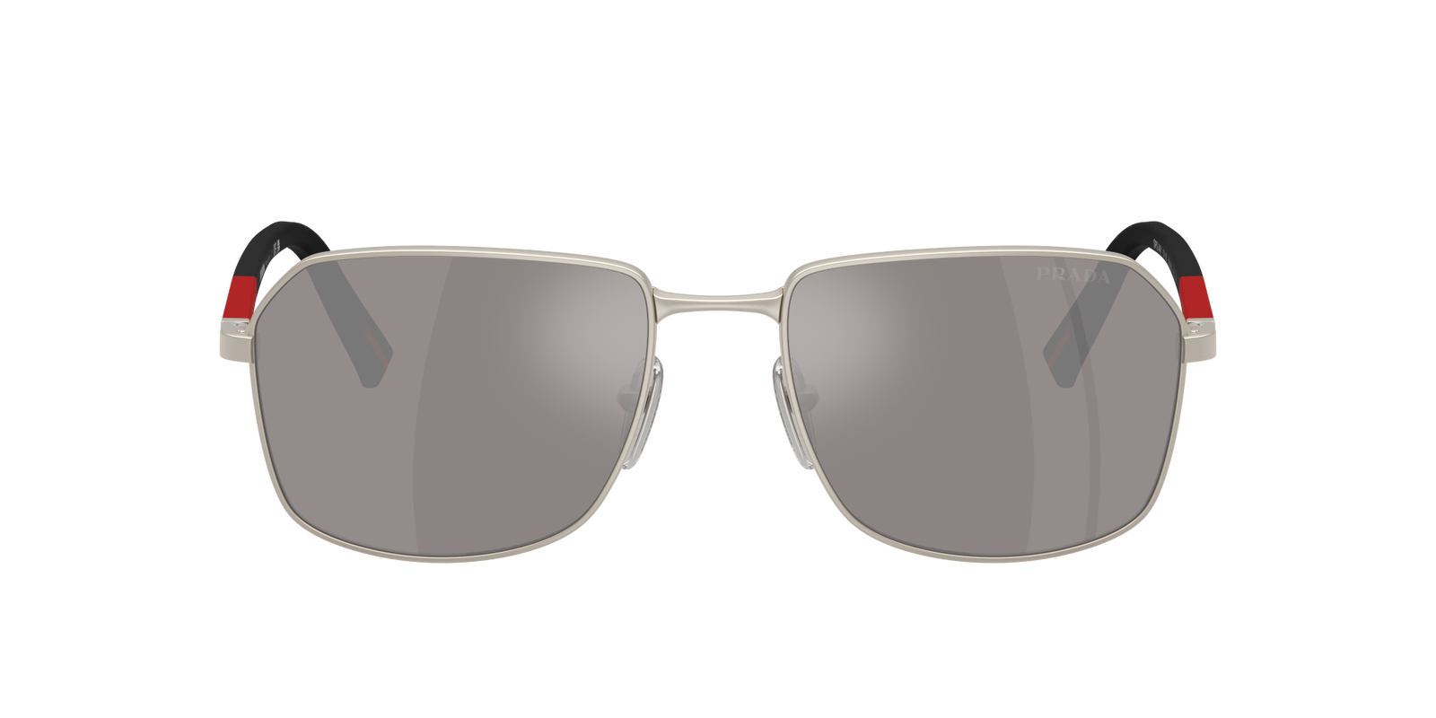 Auf diesem Bild sehen Sie die Sonnenbrille 0PS 4579 von Prada in der Farbe Silber.