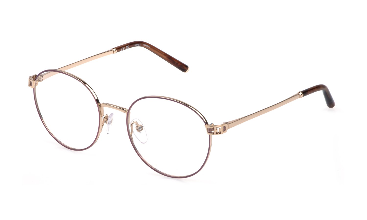 zu sehen ist die Korrektionsbrille VESG33 von Escada in der Farbe Gold.