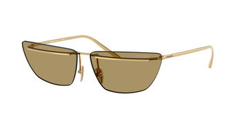 Das Bild zeigt die Prada Sonnenbrille PR C52S in Gold von seitlich.