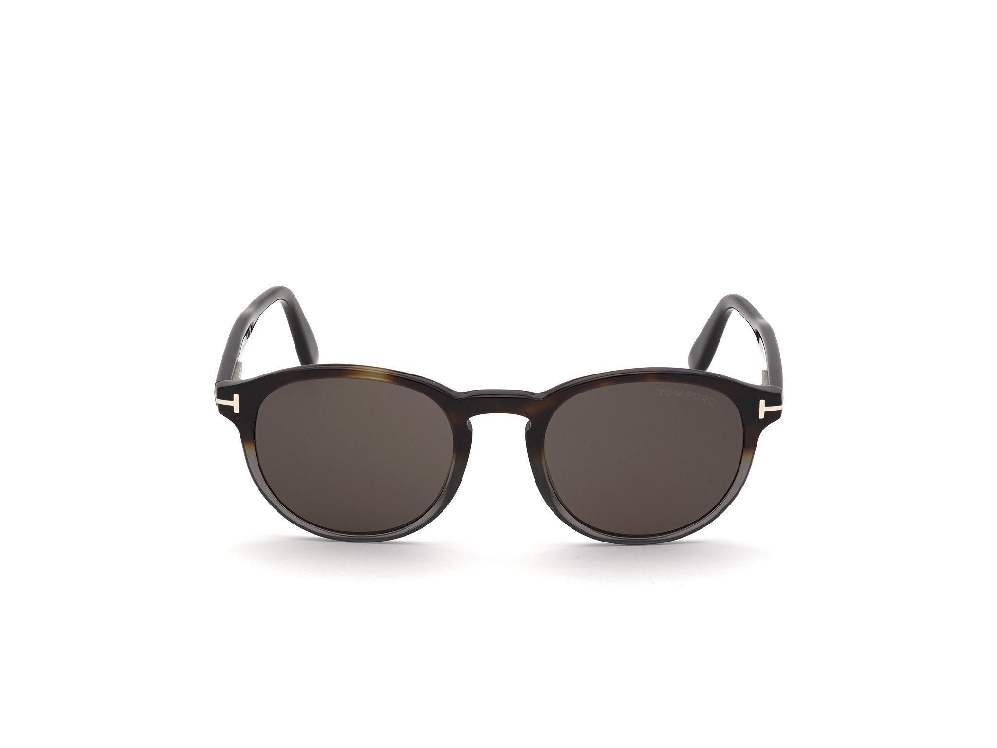 Das Bild zeigt die Sonnenbrille FT0834 der Marke Tom Ford in havanna grau von vorne.