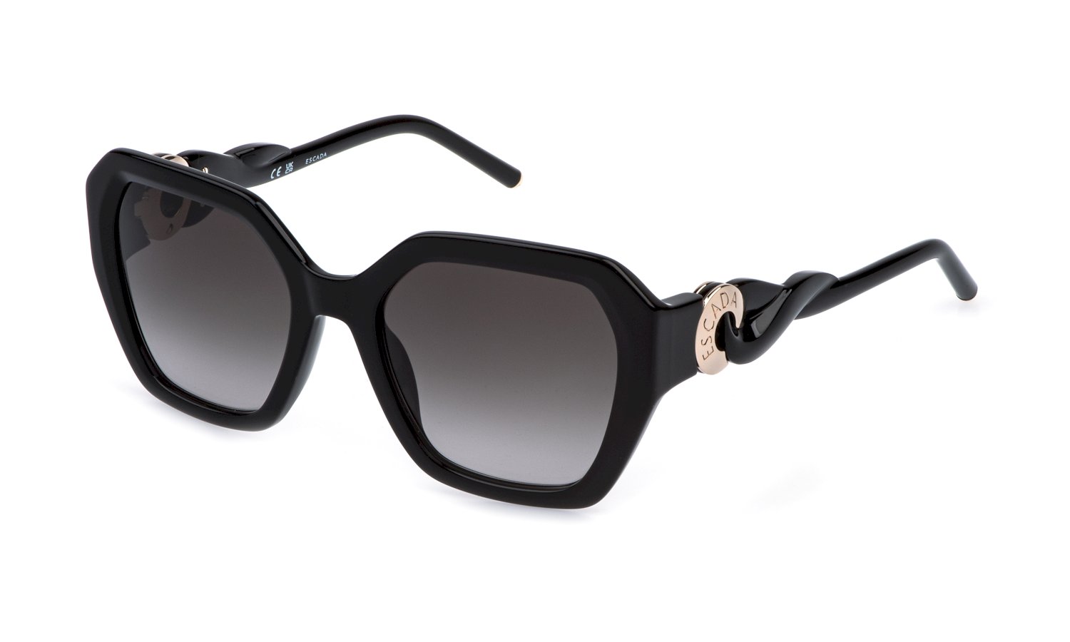zu sehen ist die Sonnenbrille SESG37 von Escada in der Farbe Schwarz.