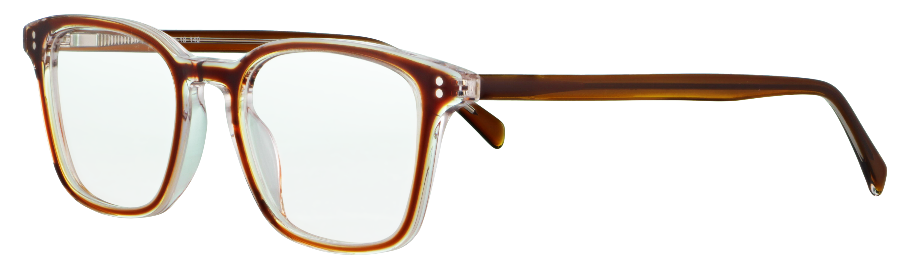 Das Bild zeigt die Korrektionsbrille 140551 von der Marke Abele Optik in braun transparent.