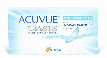 Abgebildet ist eine Acuvue Oasys Linsenpackung