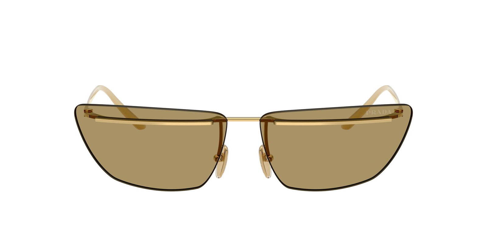 Das Bild zeigt die Prada Sonnenbrille PR C52S in Gold von vorne.