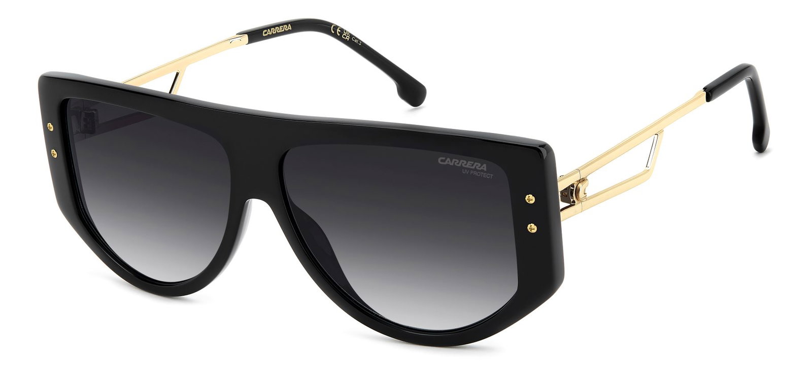 Zu sehen ist die Sonnenbrille 209272 von Carrera in der Farbe Schwarz/Gold.