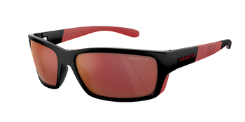 Das Bild zeigt die Sonnenbrille AN4336 27536Q von der Marke Arnette in schwarz/rot.