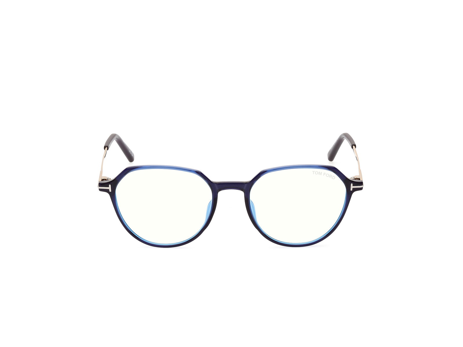 Das Bild zeigt die Korrektionsbrille FT5875-B 090 von der Marke Tom Ford in blau/gold.