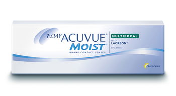 Das Bild zeigt die Verpackung der multifocalen Kontaktlinse 1-Day Acuvue Moist.