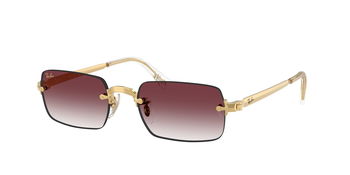 Das Bild zeigt die Ray Ban Sonnenbrille RB3928 in Gold mit roten Verlaufsgläsern von seiltich.