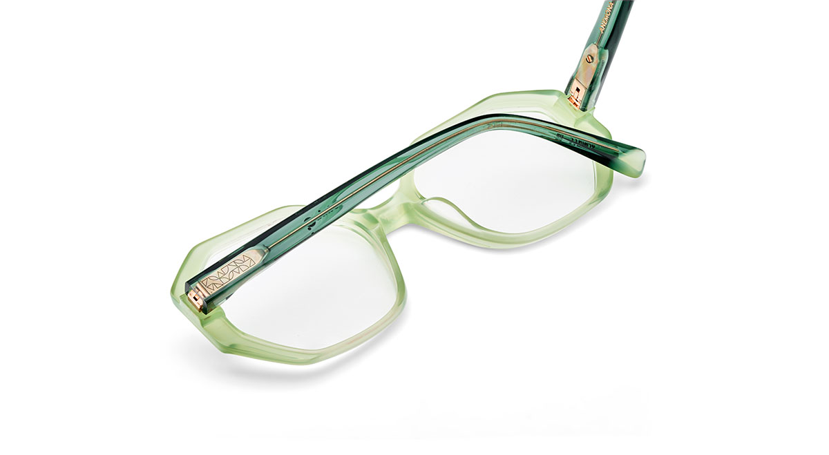 Das Bild zeigt die Korrektionsbrille Anemon GR von der Marke Etnia Barcelona in grün transparent.