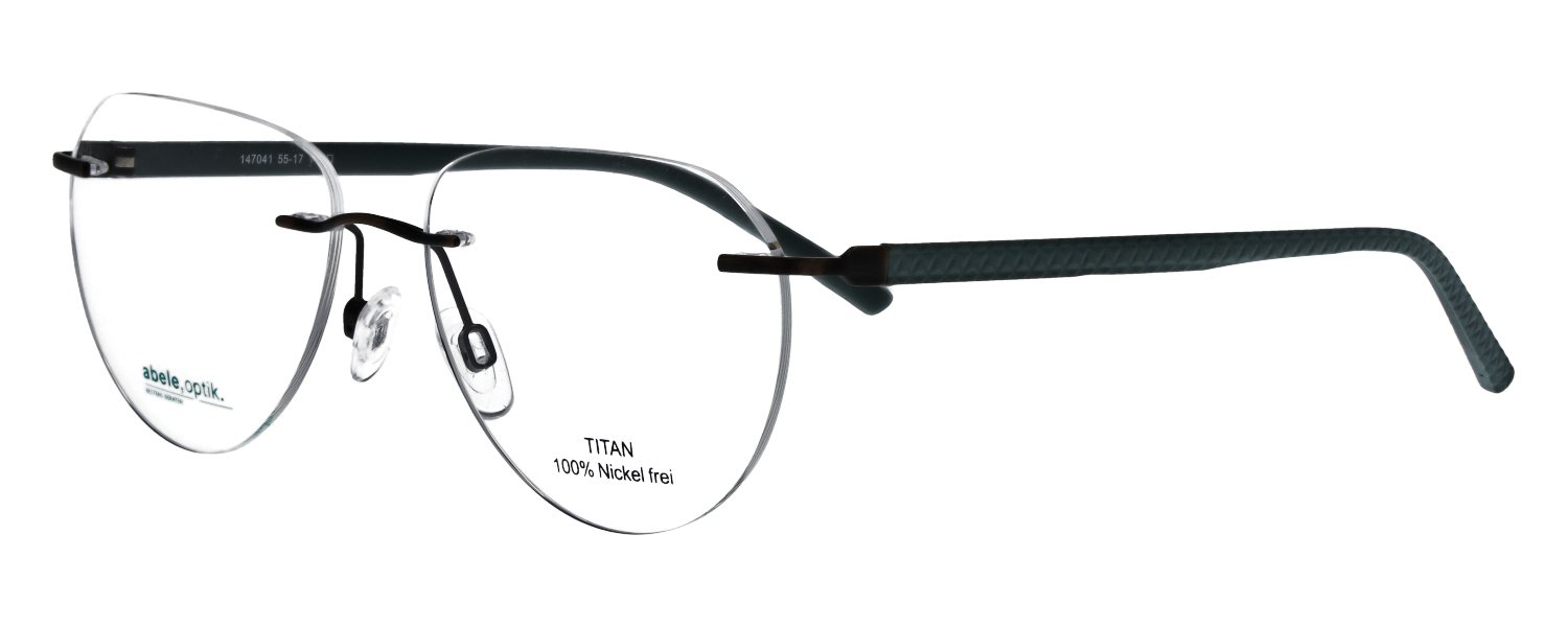 abele optik Brille für Herren in randlos Titan braun/grün 147041