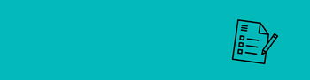 Zu sehen ist ein Banner in der Farbe Türkis und einer Grafik einer Checkliste.