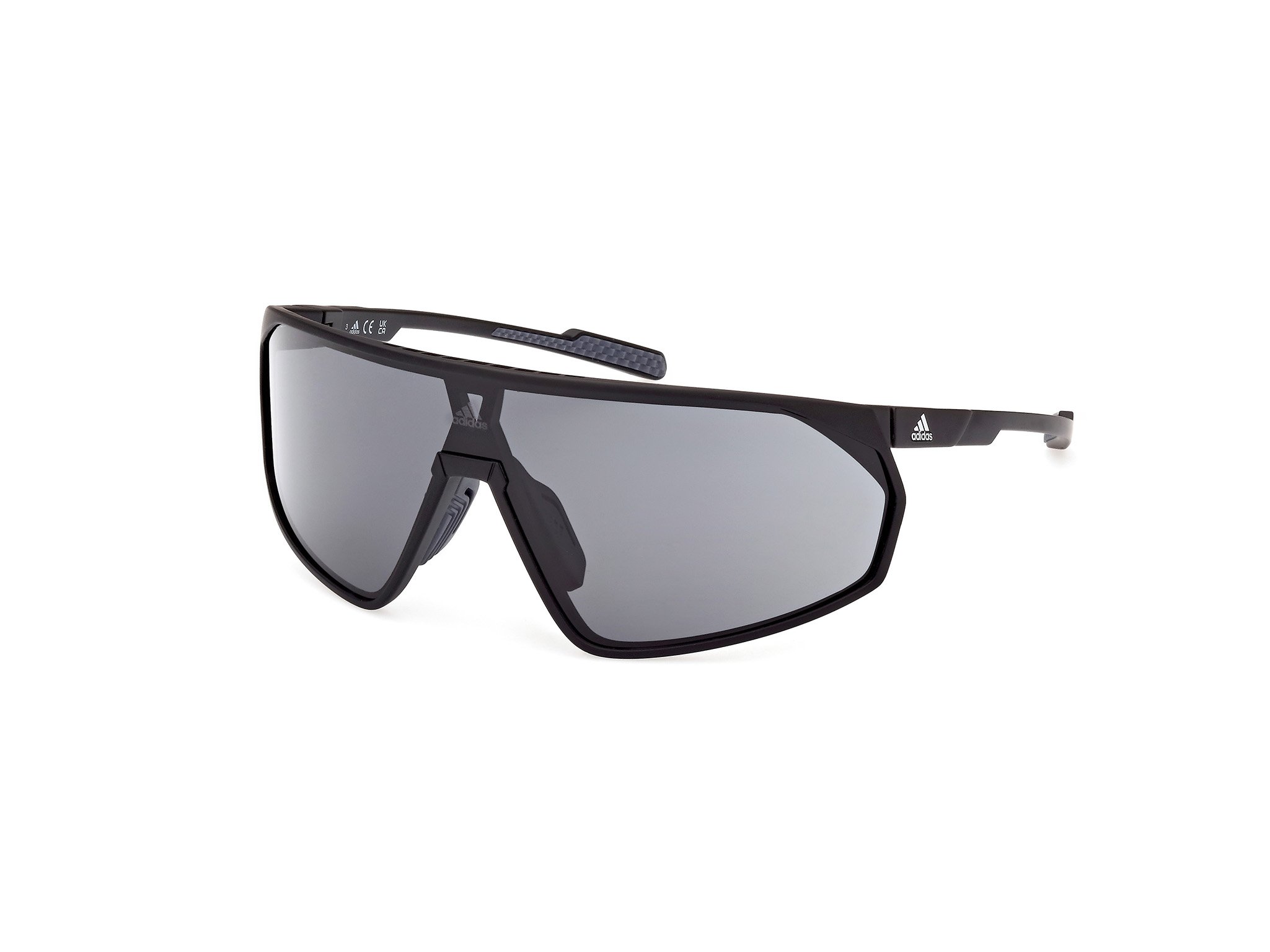 Das Bild zeigt die Sonnenbrille SP0074 02A von der Marke Adidas Sport in matt schwarz