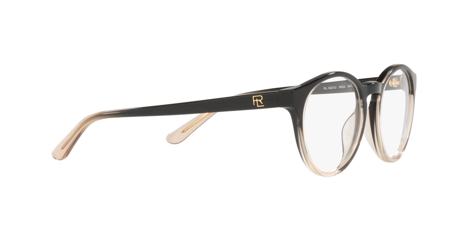 Das Bild zeigt die Ralph Lauren Brille 6221U 6022 direkt von der Seite.