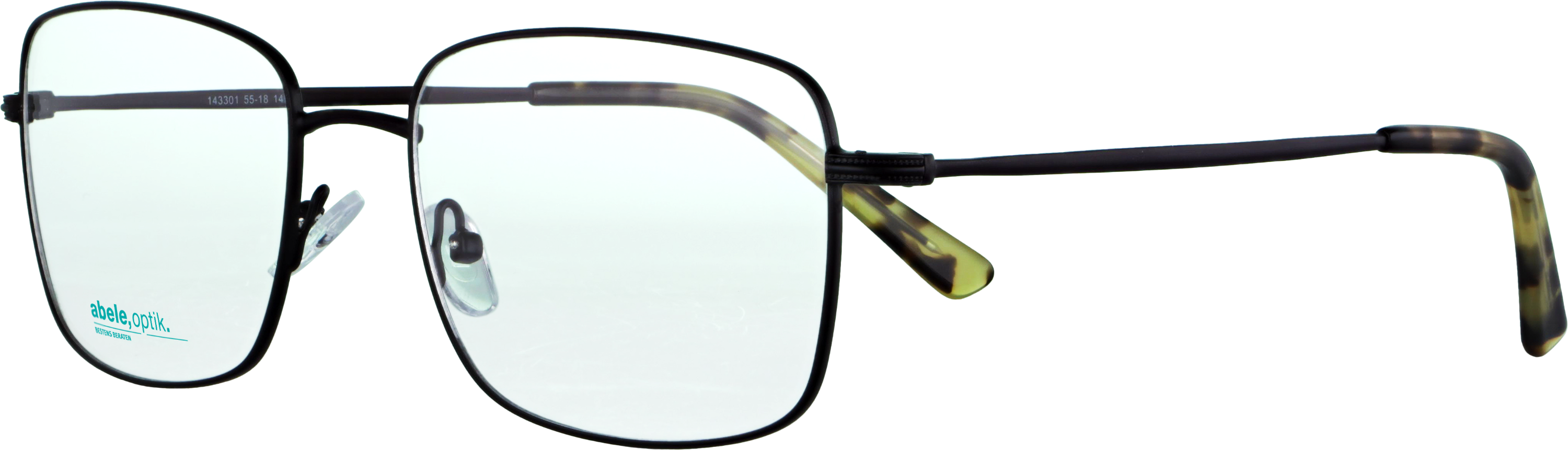 Das Bild zeigt die Korrektionsbrille 143301 von der Marke Abele Optik in schwarz.