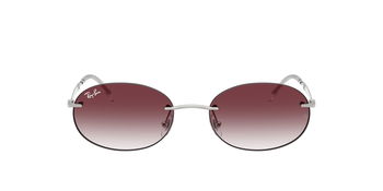 Das Bild zeigt die Ray Ban Sonnenbrille RB3767 in Silber mit roten Verlaufsgläsern von vorne.