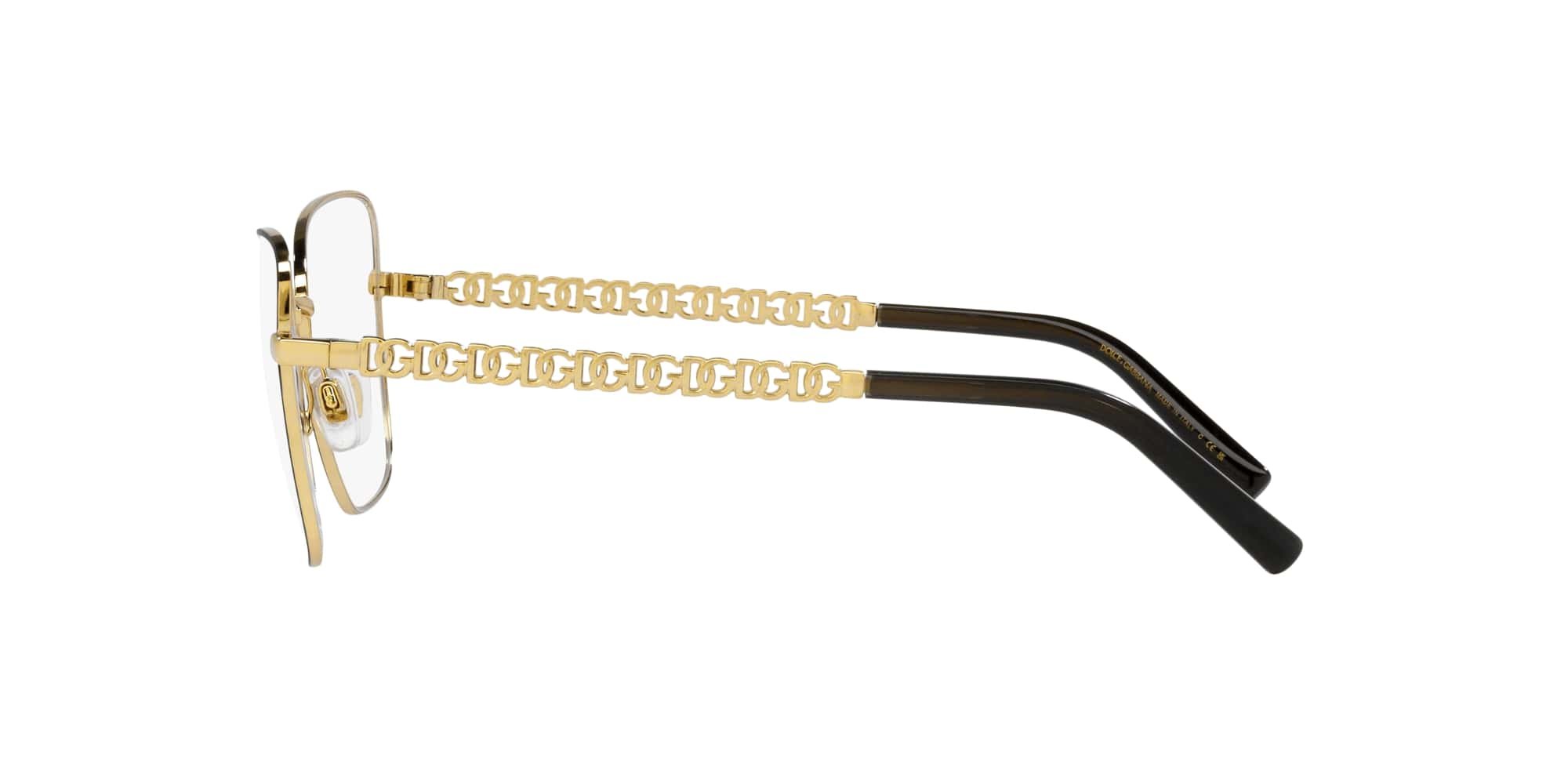 Das Bild zeigt die Korrektionsbrille DG1346 1311 von der Marke D&G in schwarz-gold.