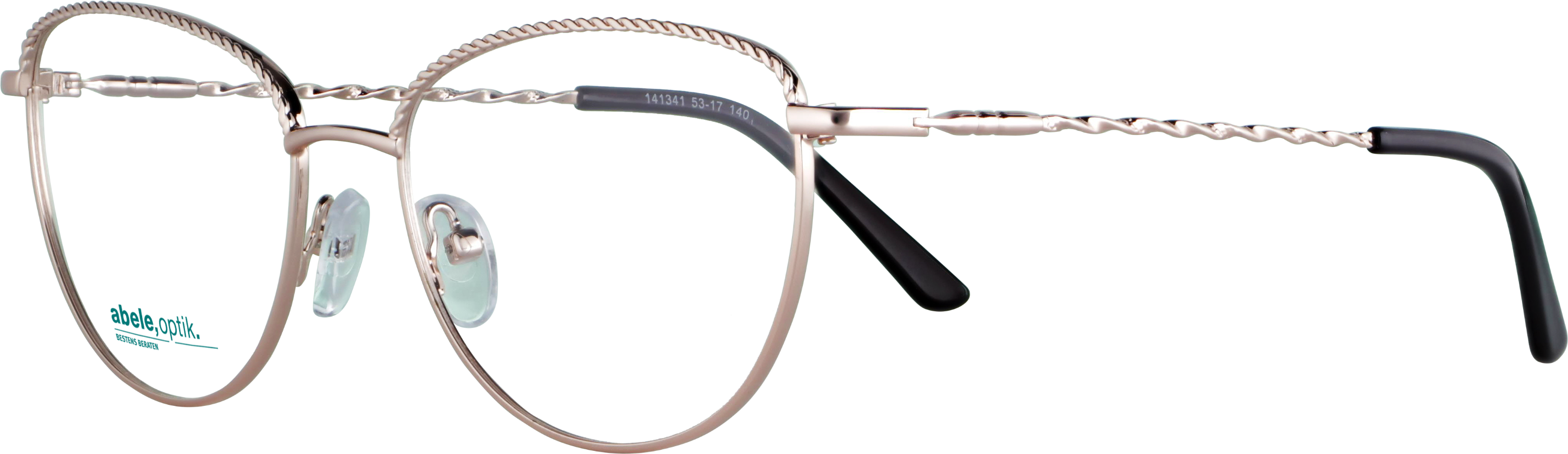 Das Bild zeigt die Korrektionsbrille 141341 von der Marke Abele Optik in roségold.