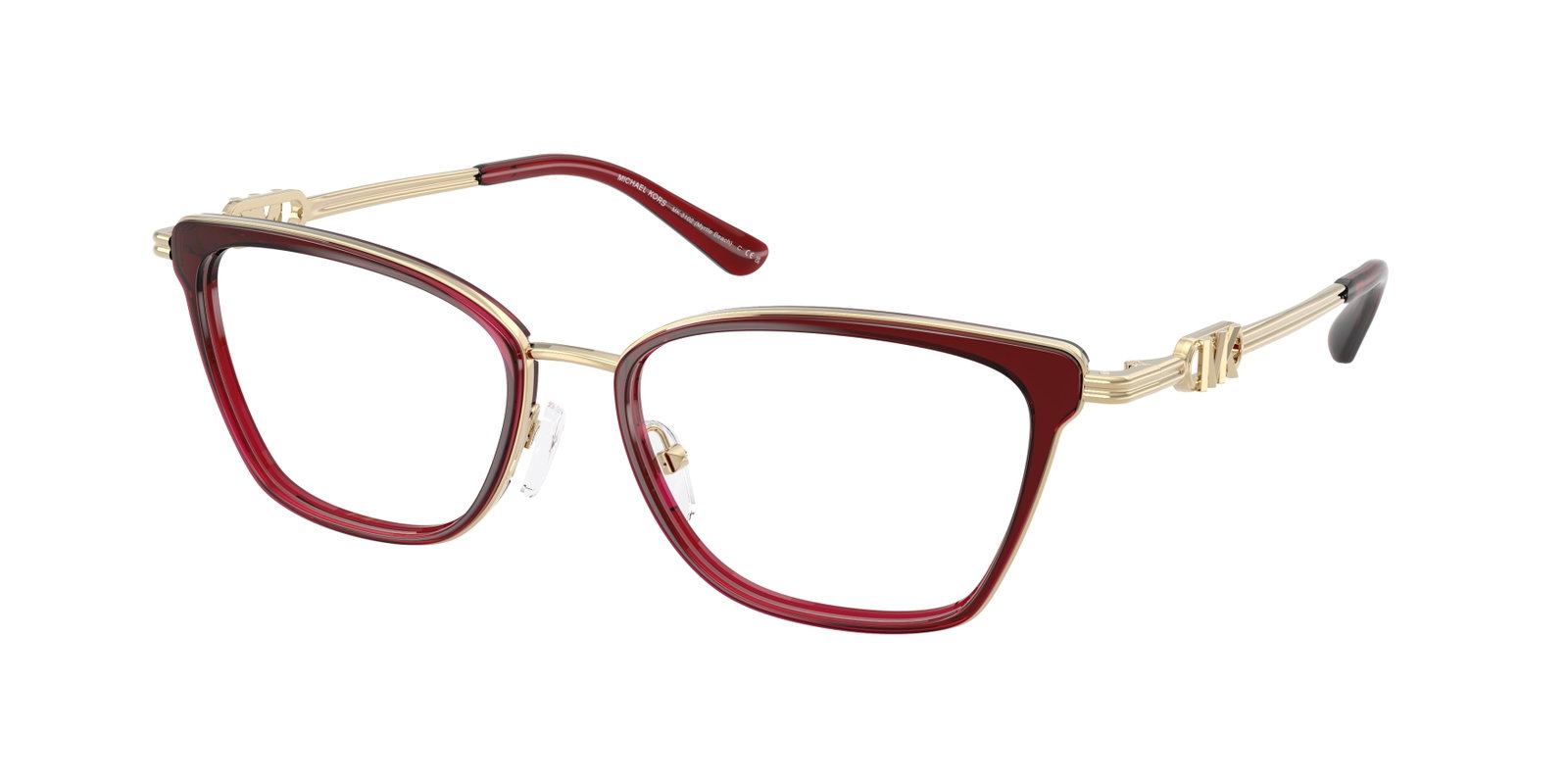 zu sehen ist die Korrektionsbrille von Michael Kors in der Farbe Rot/Gold.